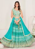 Dazzling Multi Colour Georgette Embroidered Long Choli Lehenga for Engagement - 2