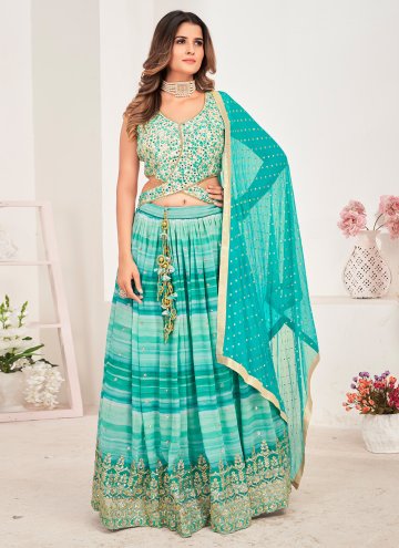 Dazzling Multi Colour Georgette Embroidered Long C