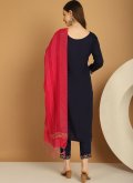 Dazzling Navy Blue Rayon Embroidered Readymade Designer Salwar Suit - 2