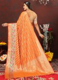 Dazzling Orange Silk Meenakari Classic Designer Saree for Ceremonial - 2