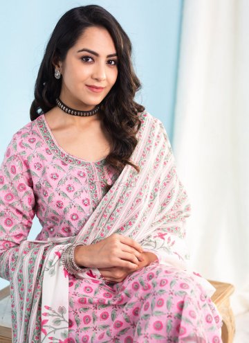 Dazzling Pink Cotton  Designer Salwar Suit for Ceremonial