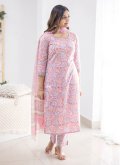 Dazzling Pink Cotton  Designer Salwar Suit for Ceremonial - 2