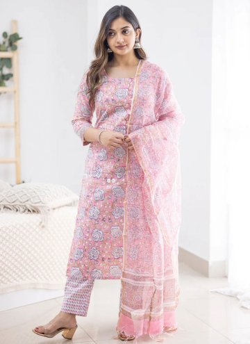 Dazzling Pink Cotton  Designer Salwar Suit for Cer