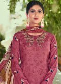 Dazzling Pink Cotton  Printed Salwar Suit for Ceremonial - 1