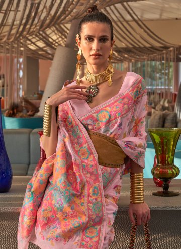 Dazzling Pink Handloom Silk Woven Trendy Saree