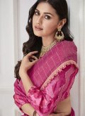 Dazzling Pink Net Embroidered Trendy Saree - 1