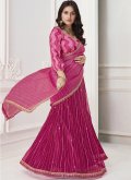 Dazzling Pink Net Embroidered Trendy Saree - 2