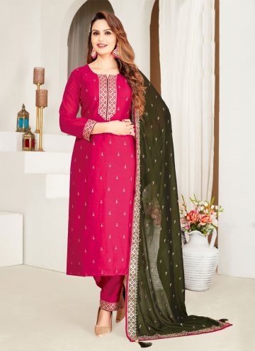 Dazzling Pink Silk Embroidered Salwar Suit for Ceremonial