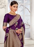 Dazzling Purple Banarasi Woven Classic Designer Saree - 1
