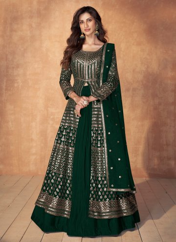 Dazzling Sequins Work Georgette Green Readymade Le