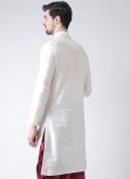 Dazzling White Art Dupion Silk Embroidered Kurta for Ceremonial - 1