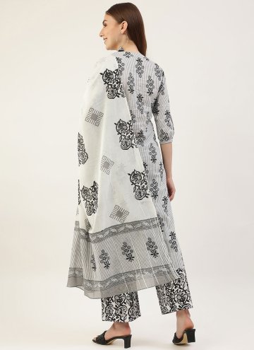 Dazzling White Cotton  Printed Trendy Salwar Suit