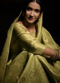 Dazzling Woven Kanjivaram Silk Gold and Green Contemporary Saree - 2