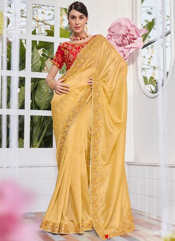 Dazzling Yellow Organza Embroidered Contemporary S