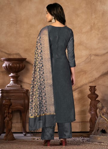 Designer Banarasi Grey Salwar Suit