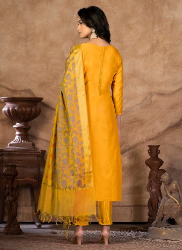 Designer Banarasi Mustard Pant Style Suit