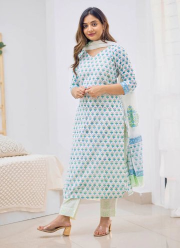 Designer Cotton  Aqua Blue Salwar Suit