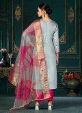 Designer Cotton  Aqua Blue Straight Salwar Suit - 1
