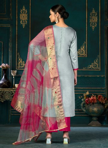 Designer Cotton  Aqua Blue Straight Salwar Suit