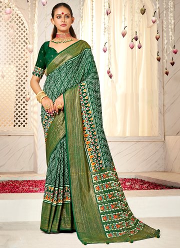 Designer Cotton Silk Green Contemporary Saree
