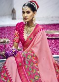 Designer Cotton Silk Pink Contemporary Saree - 1