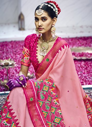Designer Cotton Silk Pink Contemporary Saree