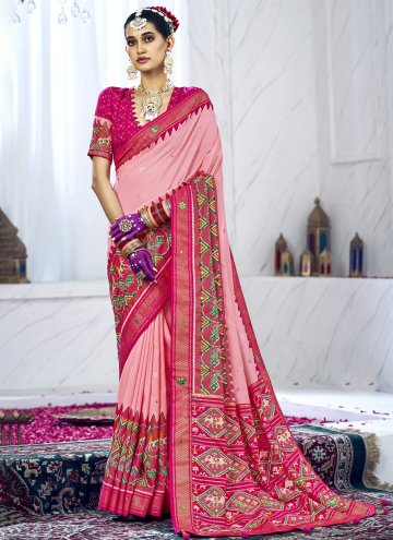 Designer Cotton Silk Pink Contemporary Saree
