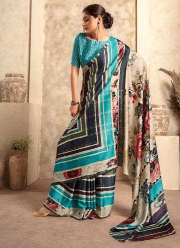 Designer Satin Silk Multi Colour Classic Designer Saree