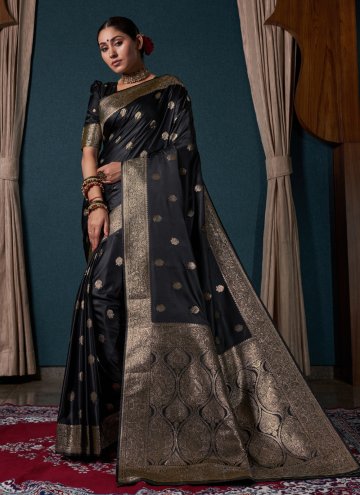 Designer Silk Black Trendy Saree
