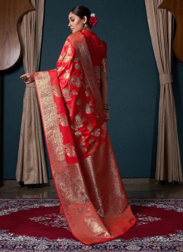 Designer Silk Red Contemporary Saree