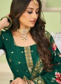 Diamond Work Jacquard Green Designer Salwar Kameez - 1