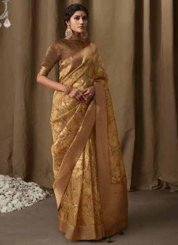 Digital Print Banarasi Jacquard Gold Classic Designer Saree