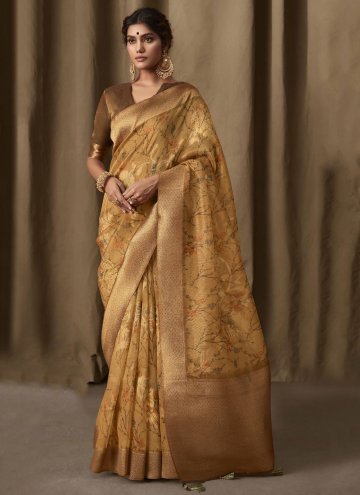Digital Print Banarasi Jacquard Gold Classic Designer Saree