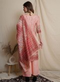 Digital Print Chanderi Peach Designer Pakistani Salwar Suit - 2