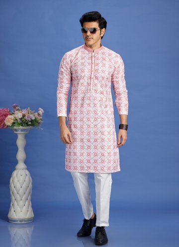 Digital Print Cotton  Pink Kurta Pyjama