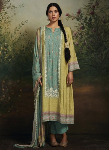Digital Print Maslin Silk Yellow Pakistani Suit