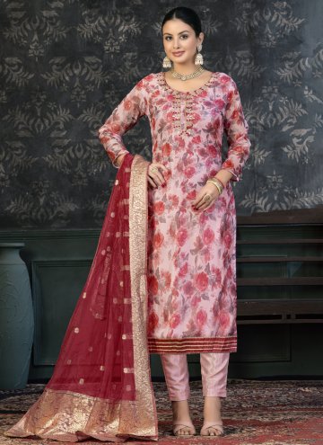 Digital Print Organza Red Salwar Suit