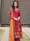 Digital Print Velvet Red Salwar Suit - 1