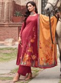 Digital Print Velvet Red Salwar Suit - 2