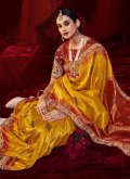 Dimond Art Silk Gold and Maroon Traditional Saree - 1