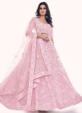 Dori Work Net Pink Designer A Line Lehenga Choli - 2