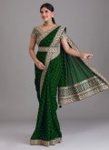 Embroidered Art Dupion Silk Green Trendy Saree - 3