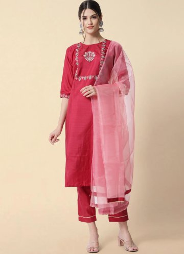 Embroidered Art Silk Pink Salwar Suit