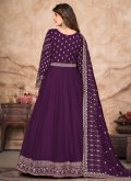 Embroidered Art Silk Purple Trendy Salwar Kameez - 1