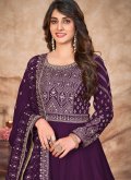 Embroidered Art Silk Purple Trendy Salwar Kameez - 2