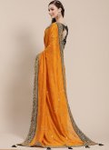 Embroidered Art Silk Yellow Designer Traditional Saree - 1