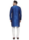 Embroidered Banarasi Blue Kurta Pyjama - 1