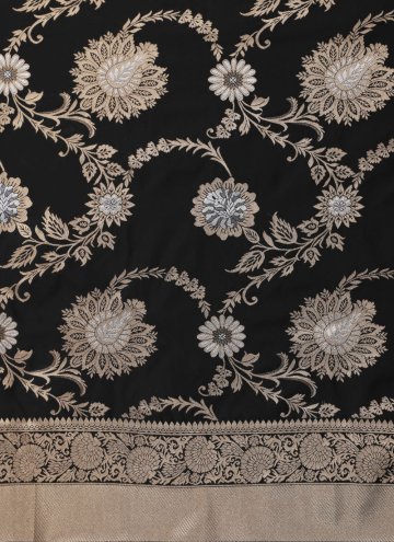Embroidered Banarasi Jacquard Black Designer Traditional Saree