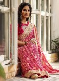 Embroidered Banarasi Pink Classic Designer Saree - 4