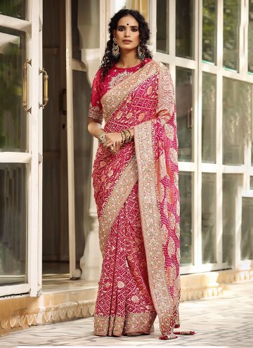 Embroidered Banarasi Pink Classic Designer Saree